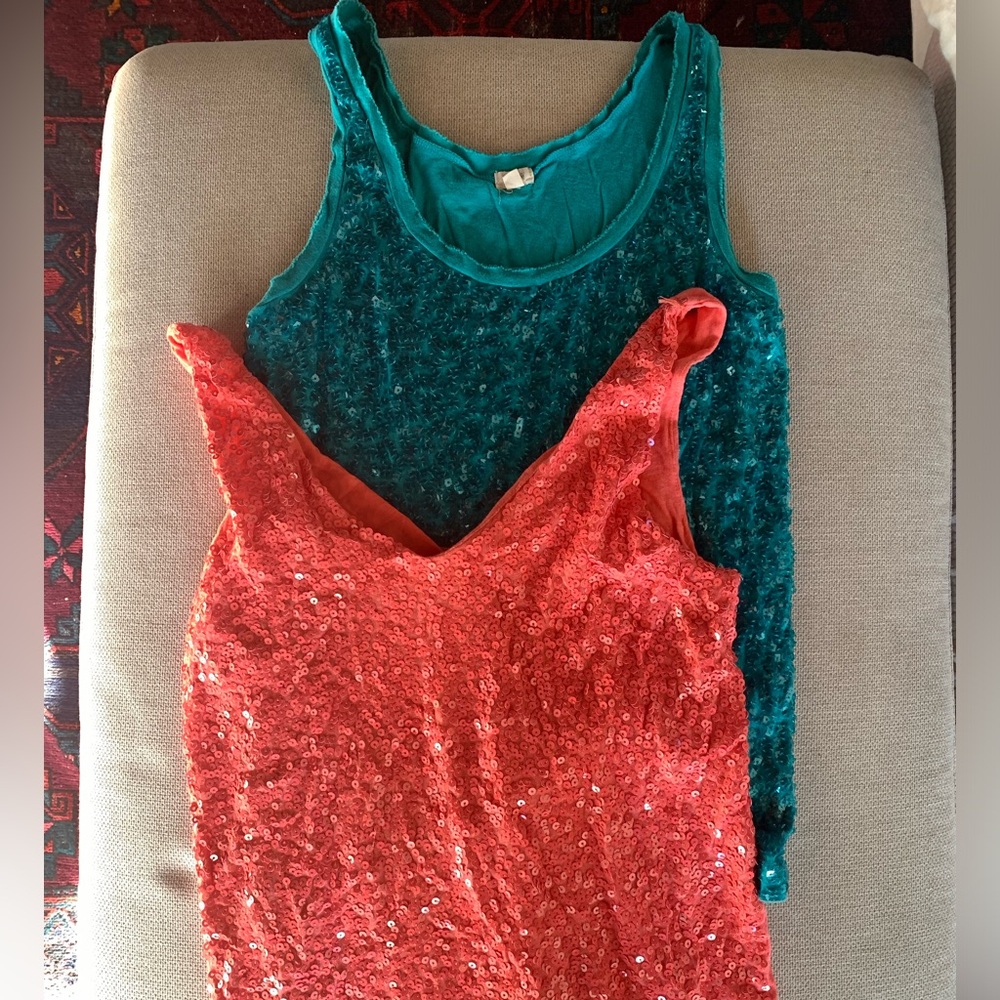 Jcrew sequin tanks.